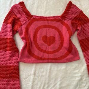 Pink and Red Heart Sweater